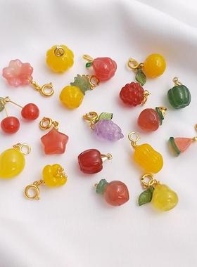 天然糖果玛瑙雕刻蔬果水果系列吊坠手工diy手链手串项链挂件配饰