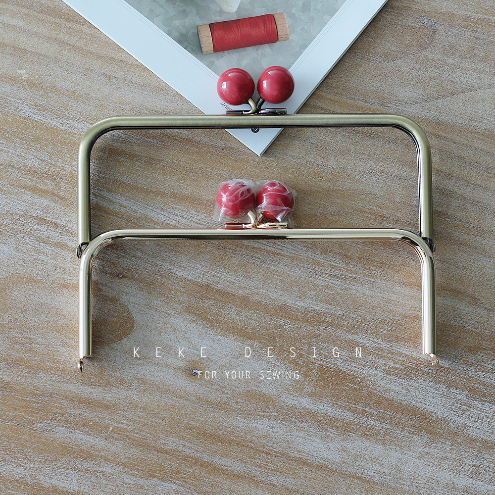 22cm方形圆管槽口金红色树脂珠/扫青古/金色两色