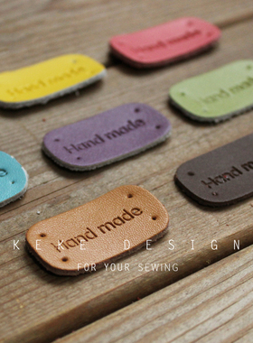 手工真皮皮标手缝装饰DIY手工辅料HANDMADE头层皮皮块补丁多色