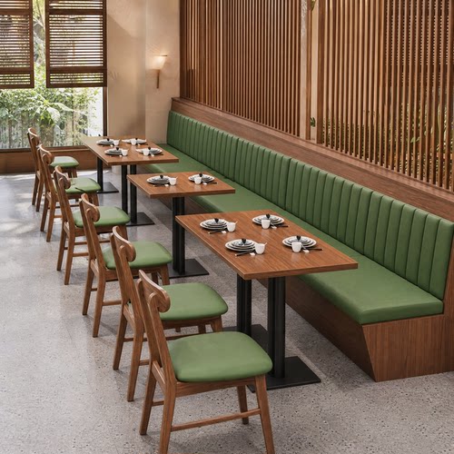 餐厅卡座沙发商用餐桌椅餐饮店面馆甜品小吃店糖水铺实木桌椅组合
