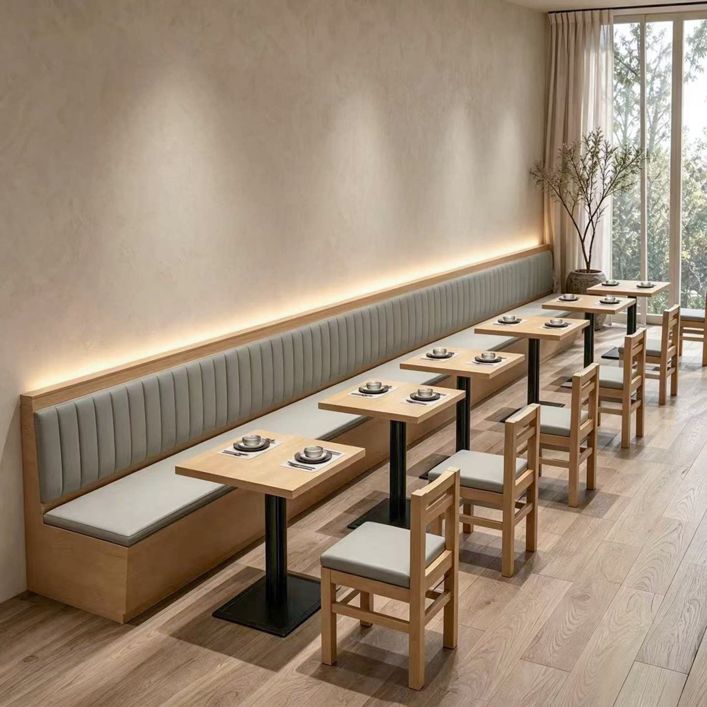 定制商餐饮小吃店储物卡座沙发快餐店面馆带抽屉桌子商用桌椅组合图片