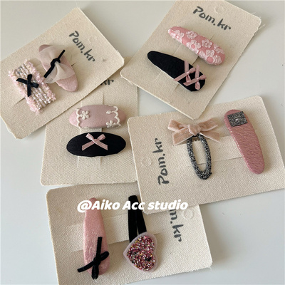 AIKO ACC韩国儿童春夏新款甜酷风蝴蝶结爱心BB夹刘海夹边夹