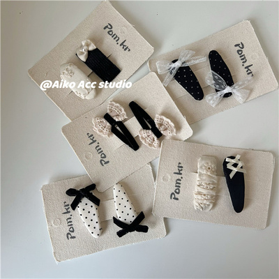 AIKO ACC韩国儿童春夏新款甜酷风蕾丝波点网纱BB夹碎发夹侧边发饰