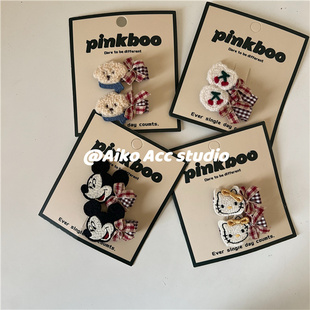 AIKO 全包狗狗猫猫老鼠樱桃BB夹碎发夹女童 ACC韩国儿童新款