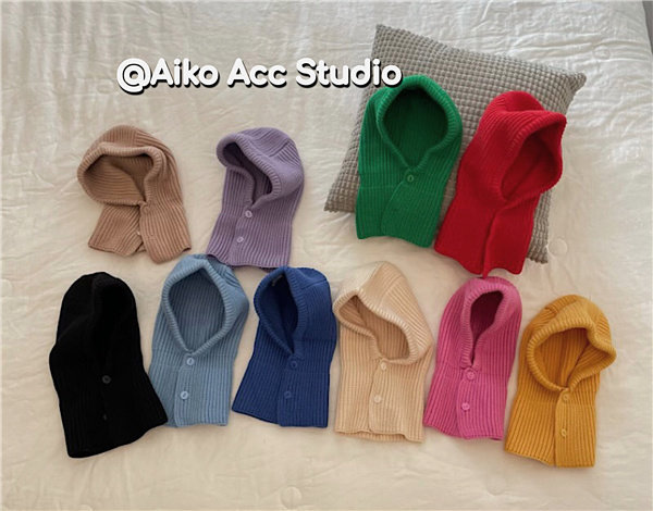 AIKO ACC韩国新款INS风儿童护耳围脖一体针织帽男童女童