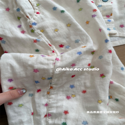 儿童夏季纯棉双层纱家居服套装