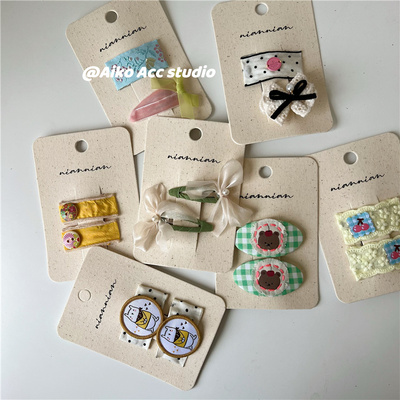 AIKO ACC韩国春夏新款几何格子蝴蝶结碎花组合发夹BB夹刘海夹对夹