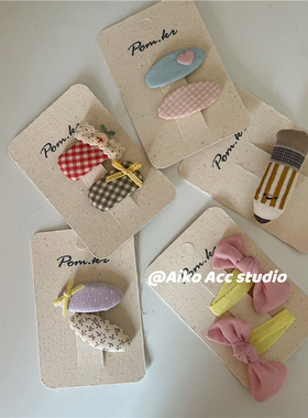 AIKO ACC韩国儿童新款蝴蝶结椭圆甜酷发夹BB夹碎发刘海夹