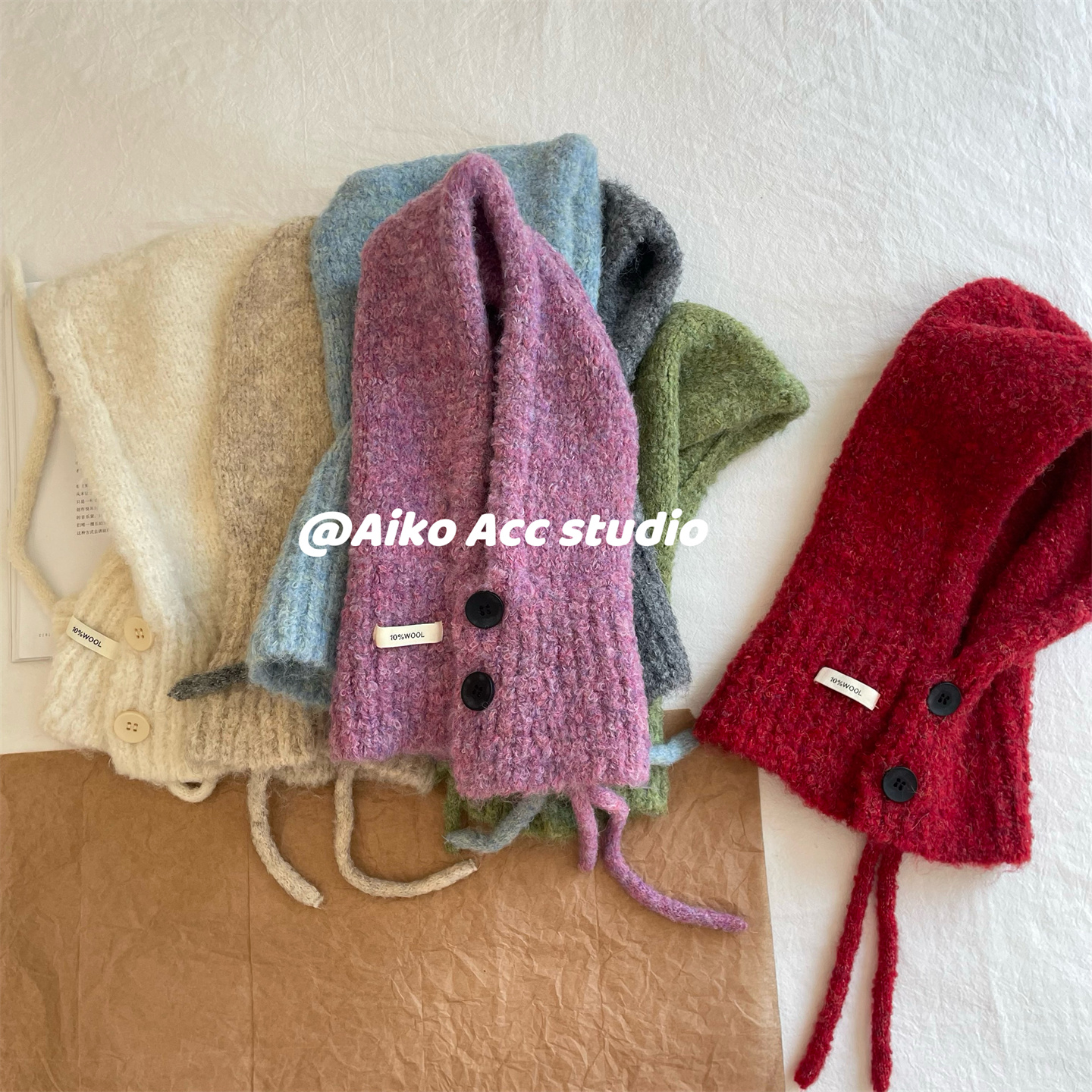 绒绒一体保暖套头帽男女童