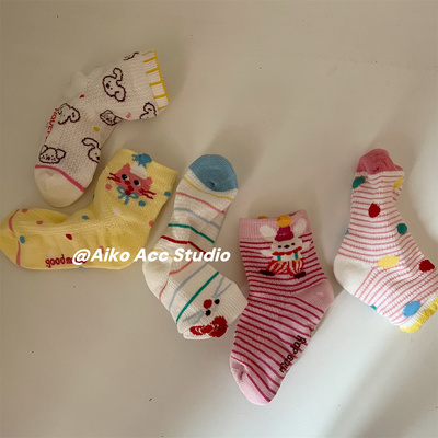 春夏女童透气软糯波点棉短袜