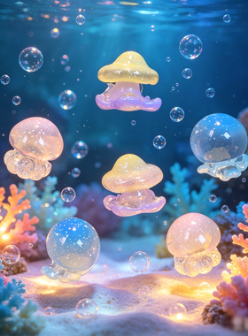 梦幻海洋水母桌面装饰摆件