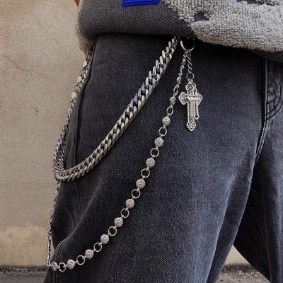 金属双层y2k十字架裤链配饰腰链