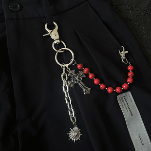 原创金属十字架串珠挂件腰间配饰裤子美式包包手工挂件y2k裤链