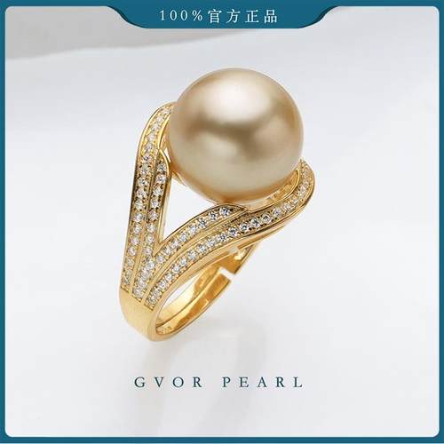 【珍珠奶奶推荐】S925银海水金珍珠戒指12-13mm C1291