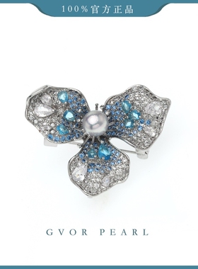 三色堇 海水灰珍珠胸针8-9MM    C1509