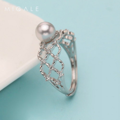 芈伽勒简约款海水akoya灰珍珠戒指 6-7mm C1164