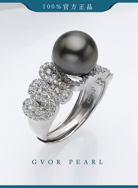 【珍珠奶奶推荐】S925银海水大溪地黑珍珠戒指10-11mm C1292