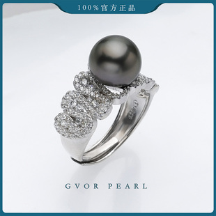 【珍珠奶奶推荐】S925银海水大溪地黑珍珠戒指10-11mm C1292