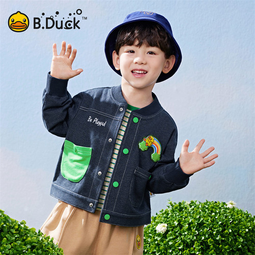 【清仓特价】bduck小黄鸭童装男童外套儿童春秋款牛仔衣服棒球服