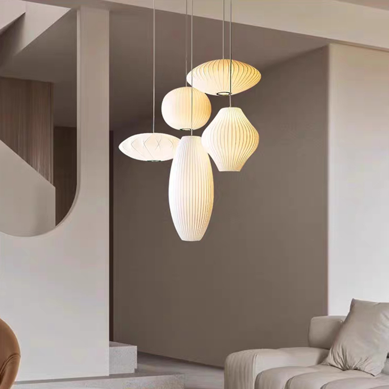 北欧设计师同款尼尔森直线飞碟蚕丝吊灯客厅餐厅吊灯侘寂风气泡灯