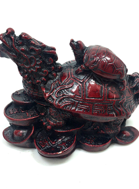 树脂母子摆设办公室饰品龙头龟