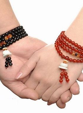 原创复古玛瑙圆珠多层手链
