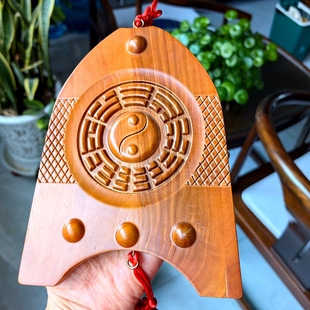 桃木富贵鱼八卦挂件客厅木雕摆件解决大门对门冲窗户阳台过堂风