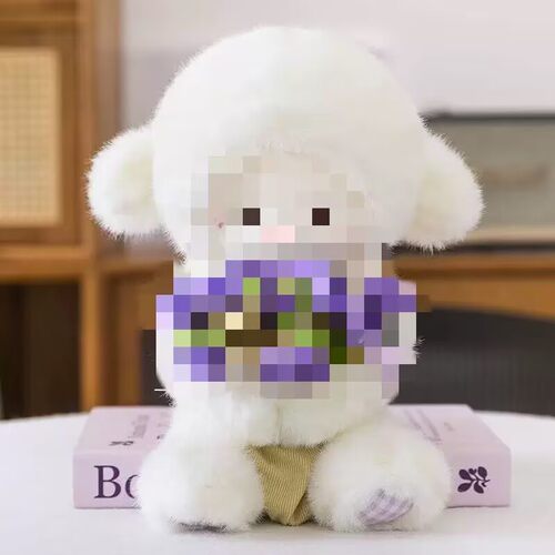 玫瑰小羊戴帽子花朵玩偶送闺蜜女朋友生日礼物公仔玫瑰小羊玩偶