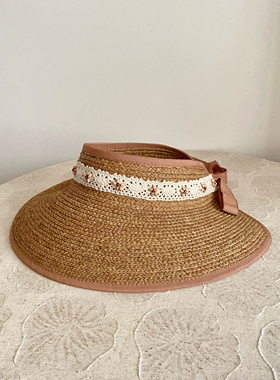 Seem原创春夏草帽女优雅空顶帽度假出游百搭遮阳帽拉菲草帽子法风
