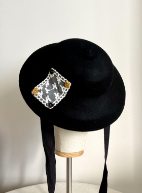 Seem冒似「织梦」复古羊毛贝雷帽法式优雅文艺风斗笠式礼帽秋冬季