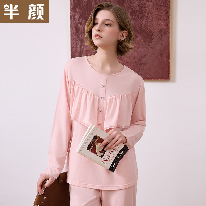 春夏女针织莫代尔棉网眼蕾丝睡衣