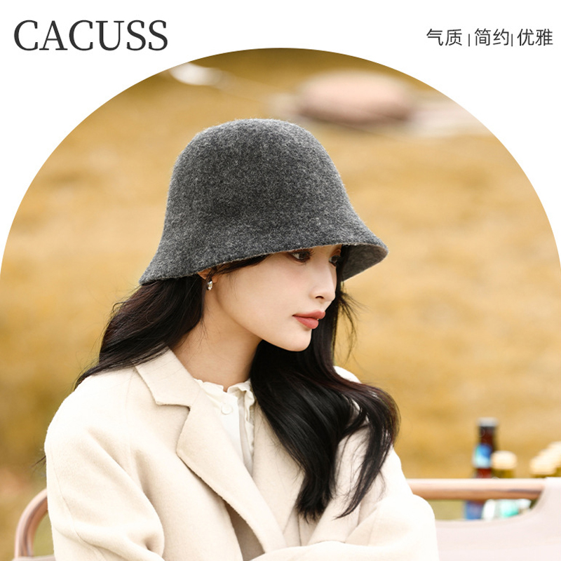 CACUSS纯羊毛舒适保暖盆帽双面戴
