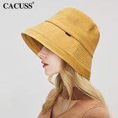 CACUSS帽子女秋冬遮阳帽纯色百搭休闲渔夫帽显脸小大帽檐盆帽遮脸