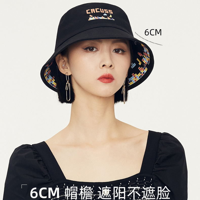 潮牌俄罗斯方块印花遮阳帽