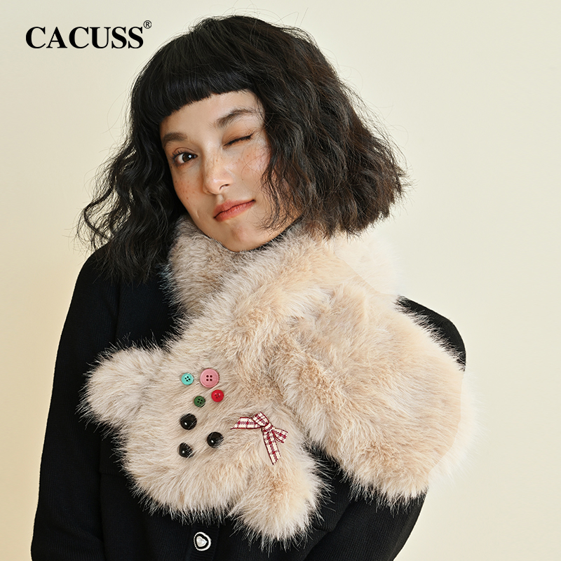 CACUSS可爱小狗围巾女秋冬季