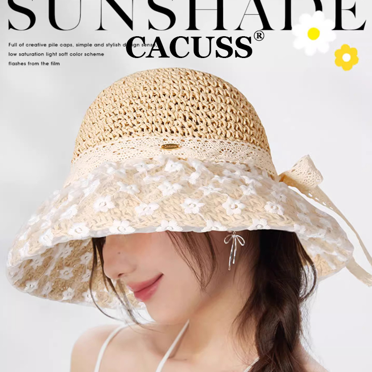 CACUSS女款春夏草帽遮阳帽太阳帽