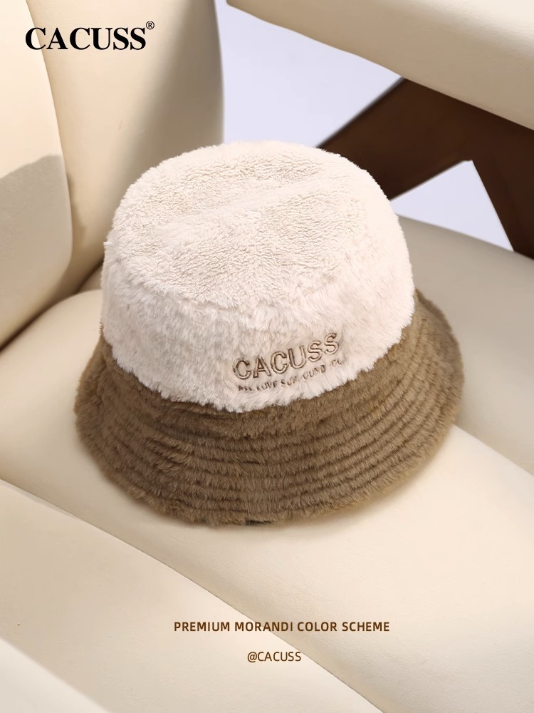 CACUSS双面戴渔夫帽秋冬季羊羔绒