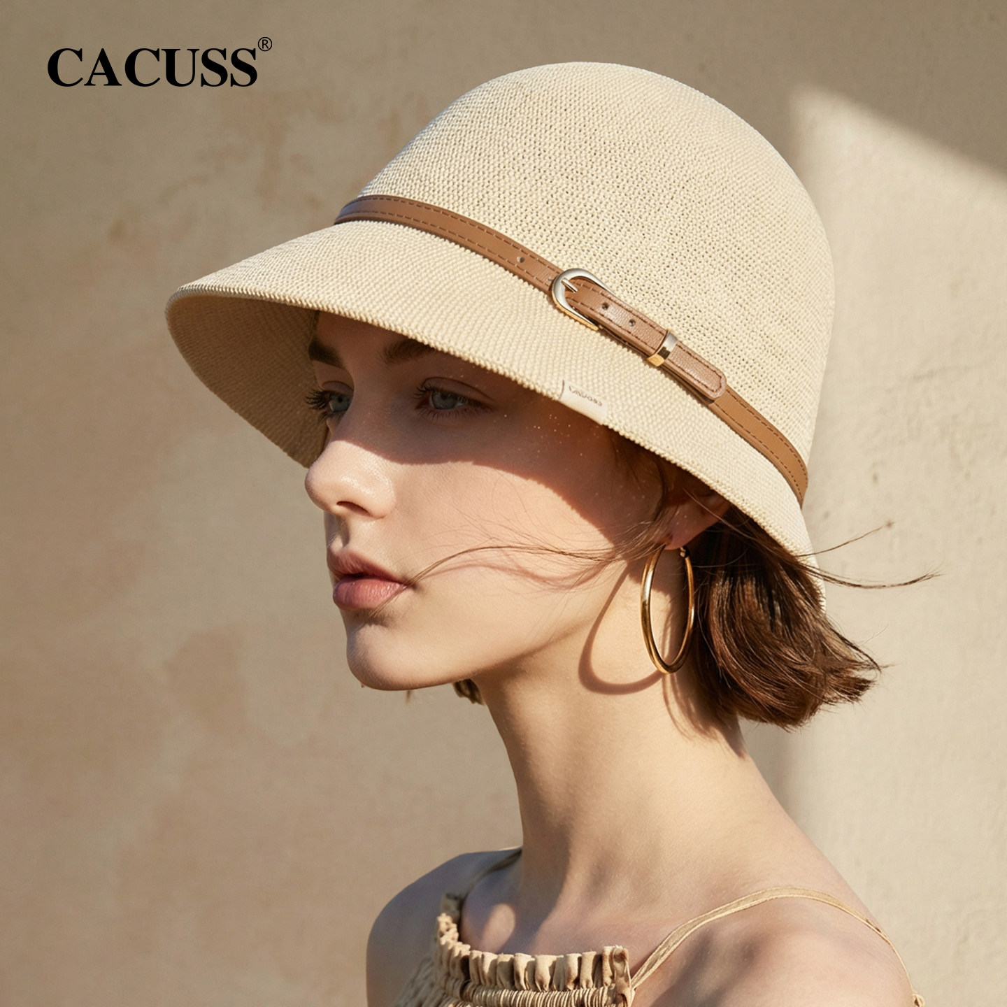 CACUSS法式复古草编遮阳草帽女图片