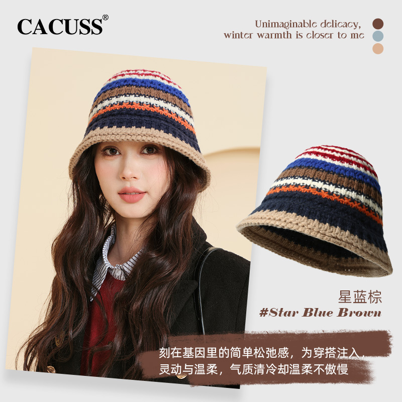 CACUSS针织渔夫帽女2024新款秋冬