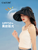 cacuss黑胶防晒帽女防紫外线遮阳帽夏季 空顶太阳帽发箍帽贝壳帽子