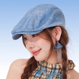 CACUSS美式 百搭帽子显脸小贝雷帽街头潮酷牛仔帽 复古前进帽春夏季
