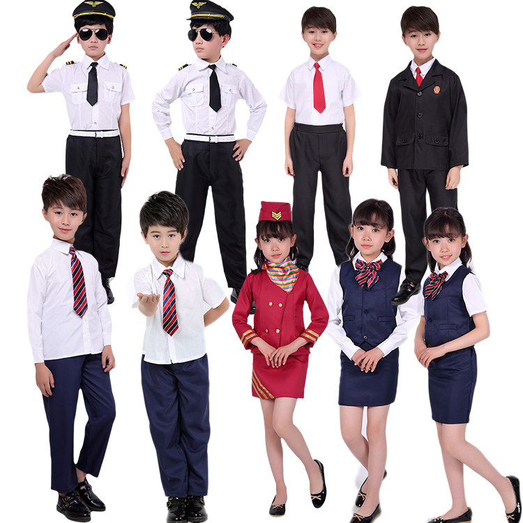 儿童空姐飞行员老师演出服