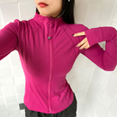 健身服女运动上衣秋冬新款 款 夹克 瑜伽服修身 跑步外套拉链亮色长袖