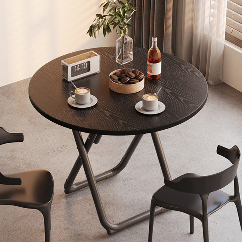 日本桌子小户型家用餐桌出租屋吃饭小圆桌可折叠桌椅套装便捷摆摊