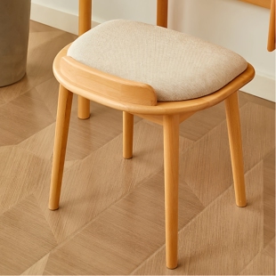 日式实木梳妆凳家用结实耐用化妆凳原木主卧换鞋凳软包凳梳妆台椅