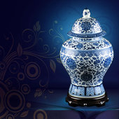 景德镇青花瓷将军罐盖罐中药罐储物罐中式 饰摆件品 家居客厅玄关装