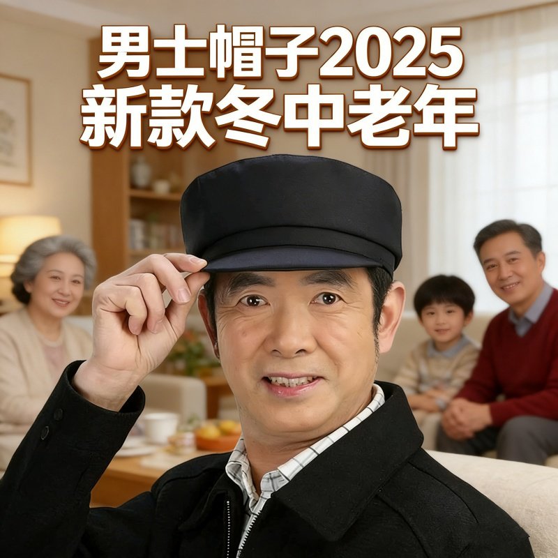 中老年男士冬帽子加厚保暖平顶帽