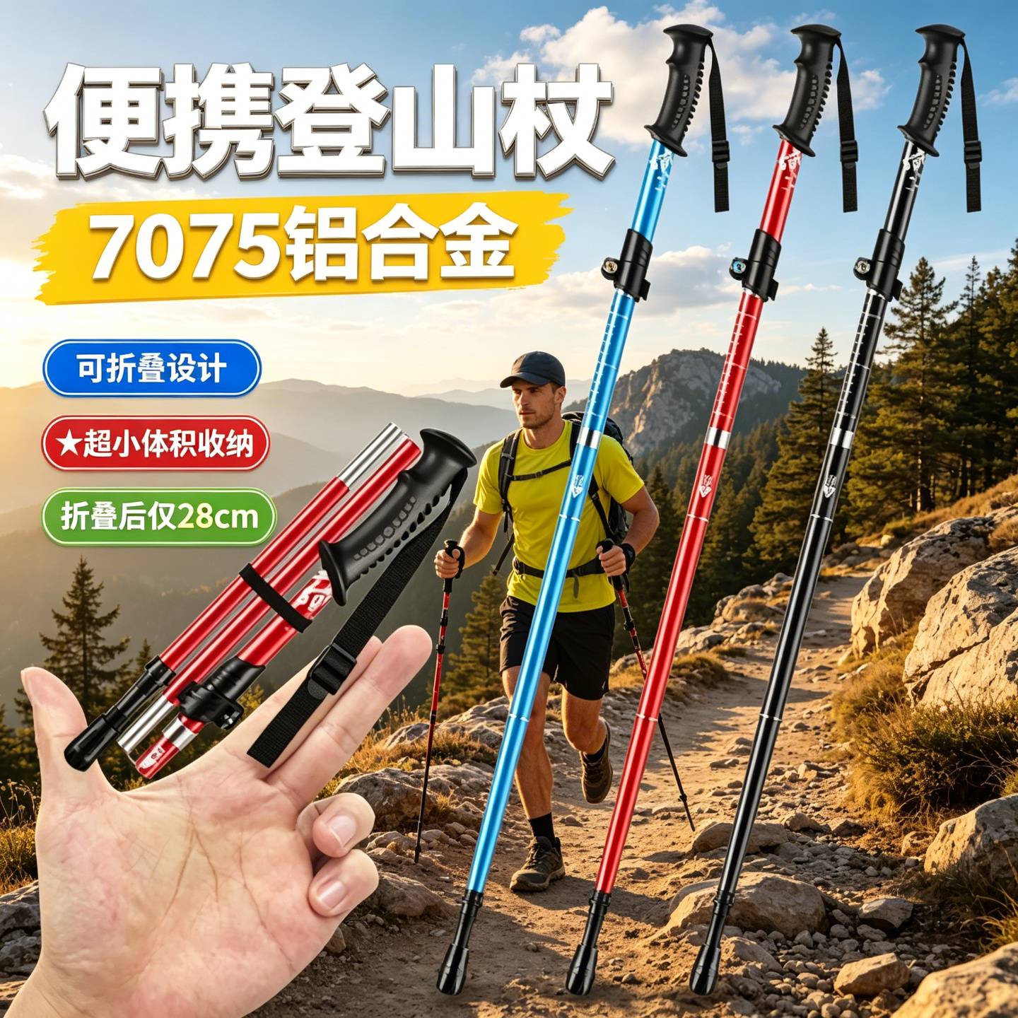 登山杖女款折叠女士专用户外专业