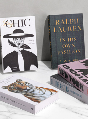 现代简约假书仿真书摆件英文杂志装饰书时尚轻奢软装摄影摆设品