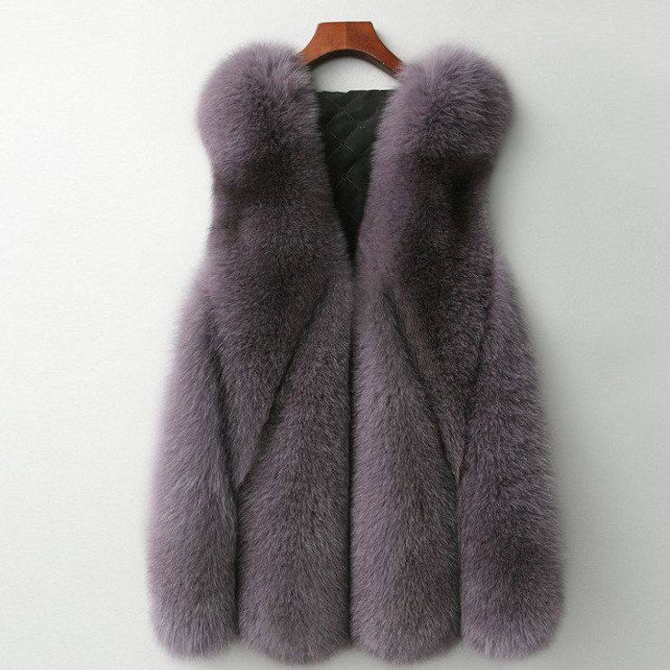 爆款年轻新款上市中年显瘦优质秋冬皮草马甲仿狐狸毛高端拼接兔毛